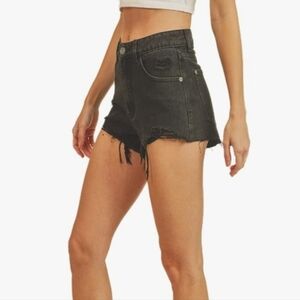 Edgy Black Denim Cutoff Shorts
